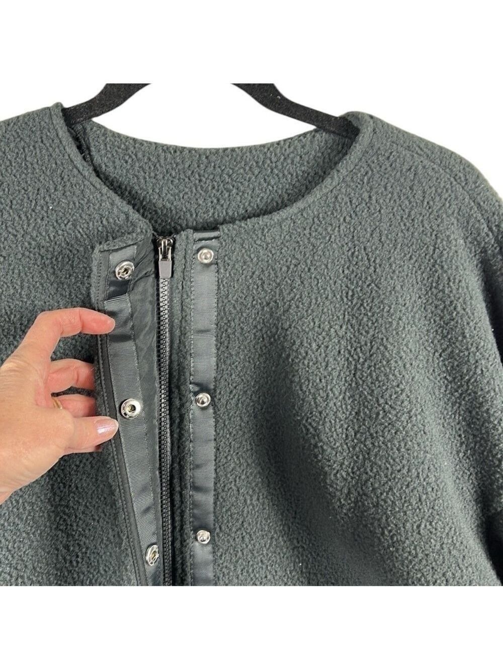 Fabletics Lennon Collarless Fleece Coat in Castle Rock Size L - Picture 6 of 9